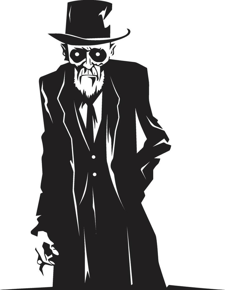 Elderly Eeriness Black Symbol Signifying the Horror of an Old Zombie Grim Ghoul Iconic Black Logo Design Featuring a Frightening Zombie Man vector