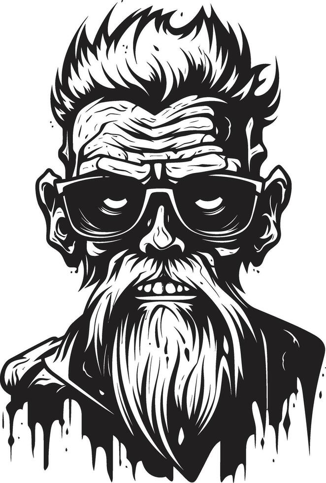Undead Uproar Sleek Vector Icon Embracing the Terrifying Presence of a Zombie in Black Elderly Eeriness Black Symbol Signifying the Horror of an Old Zombie