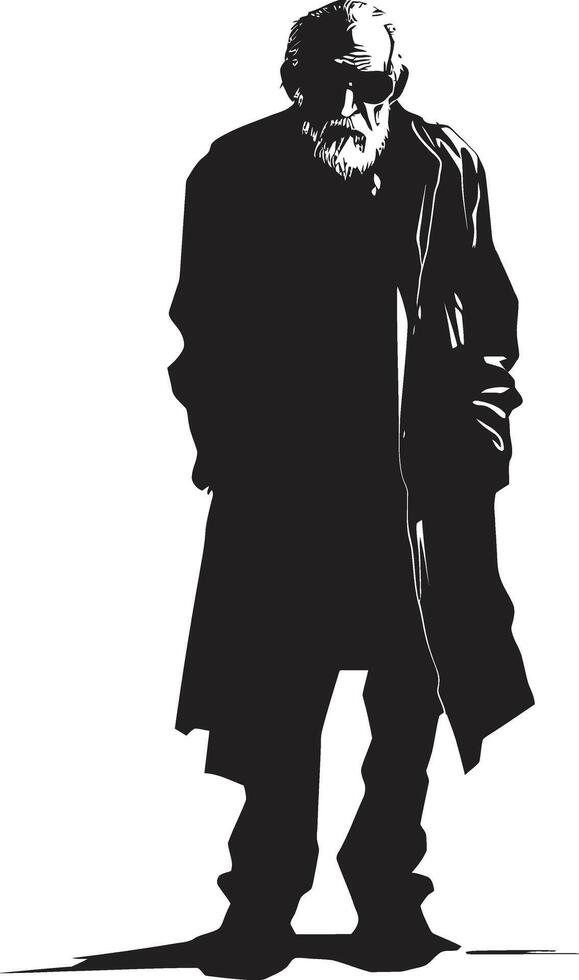 Elderly Eeriness Black Logo Design with a Terrifying Old Zombie Icon Grim Ghoul Iconic Vector Symbol Capturing the Frightening Presence of an Elderly Zombie in Black