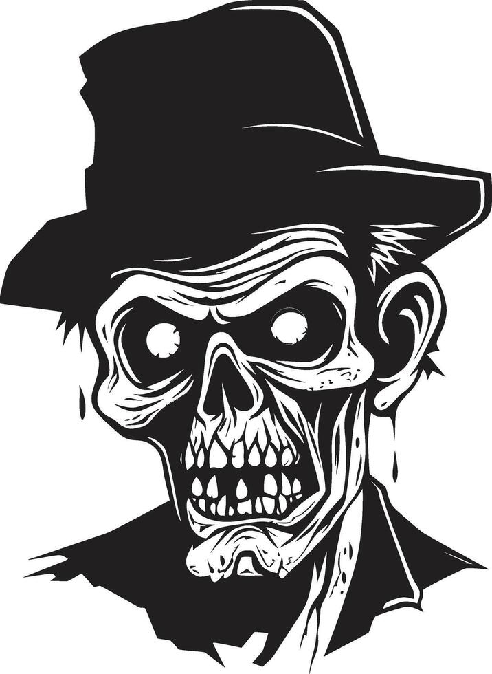 Undead Uproar Dynamic Vector Logo Design Featuring a Frightening Zombie Elderly Eeriness Black Logo Design with a Terrifying Old Zombie Icon