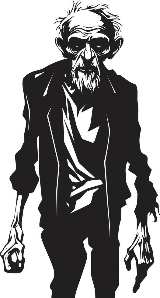 Spectral Sire Black Logo Design with a Frightening Zombie Man Icon Zombie Zephyr Iconic Vector Symbol Expressing the Frightening Presence of a Scary Zombie in Black