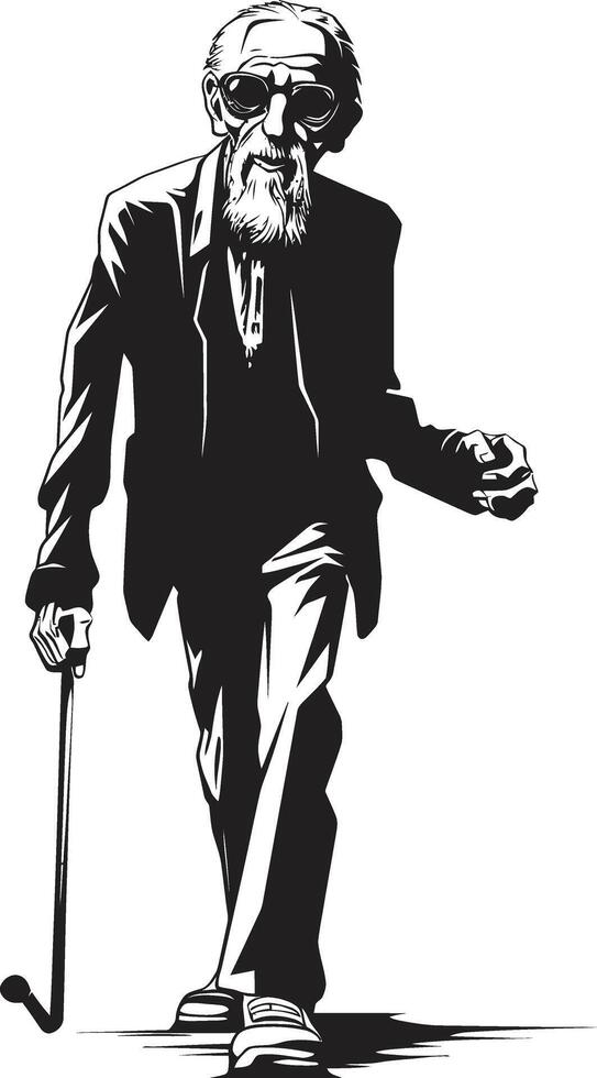 Macabre Maestro Black Logo Design Signifying the Frightening Horror of an Elderly Man Creepy Corporeal Iconic Vector Symbol Capturing the Horror of a Scary Old Zombie in Black