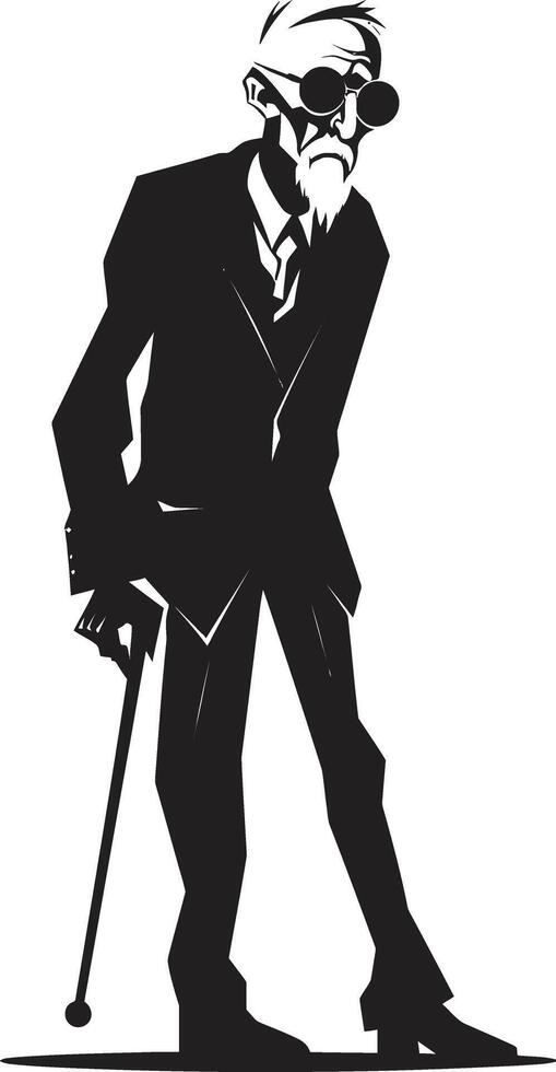 Elderly Eeriness Sleek Vector Icon Signifying the Horror of an Old Zombie in Black Grim Ghoul Black Logo Design with a Frightening Zombie Man Icon