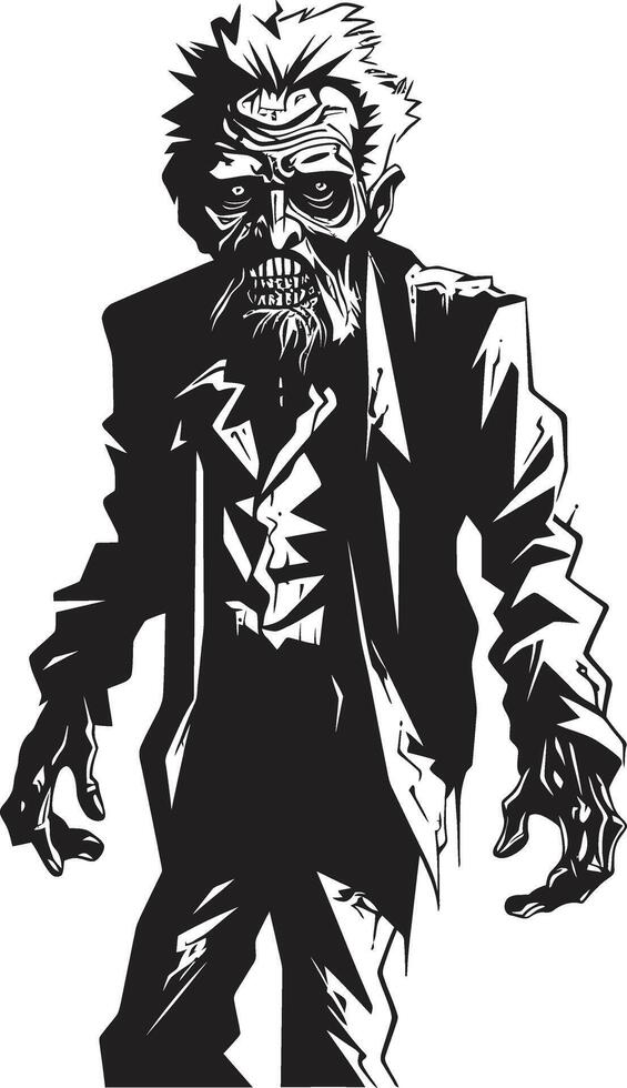 Cadaverous Countenance Sleek Vector Icon Signifying the Spooky Horror of a Zombie in Black Macabre Maestro Black Symbol Embracing the Frightening Terror of a Scary Old Zombie