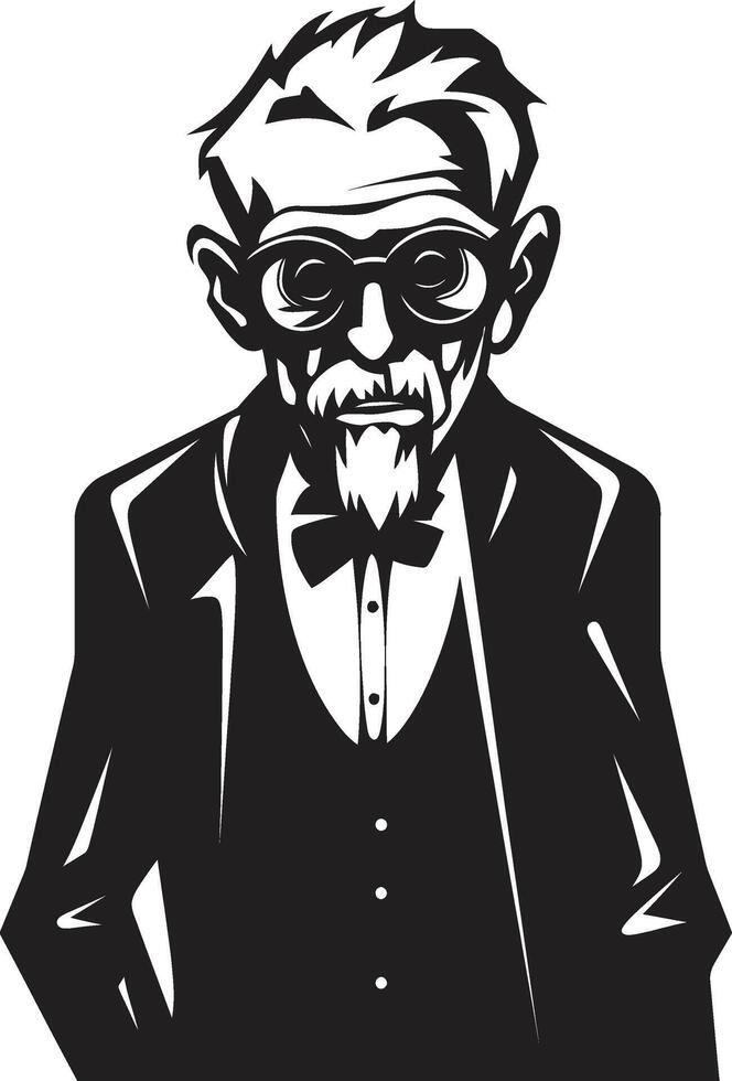 Zombie Zephyr Black Symbol Signifying the Horror of a Scary Old Man Undead Uproar Dynamic Vector Logo Design Featuring a Frightening Zombie