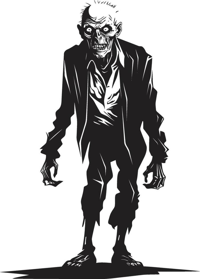 Elderly Eeriness Sleek Vector Icon Signifying the Horror of an Old Zombie in Black Grim Ghoul Black Logo Design with a Frightening Zombie Man Icon
