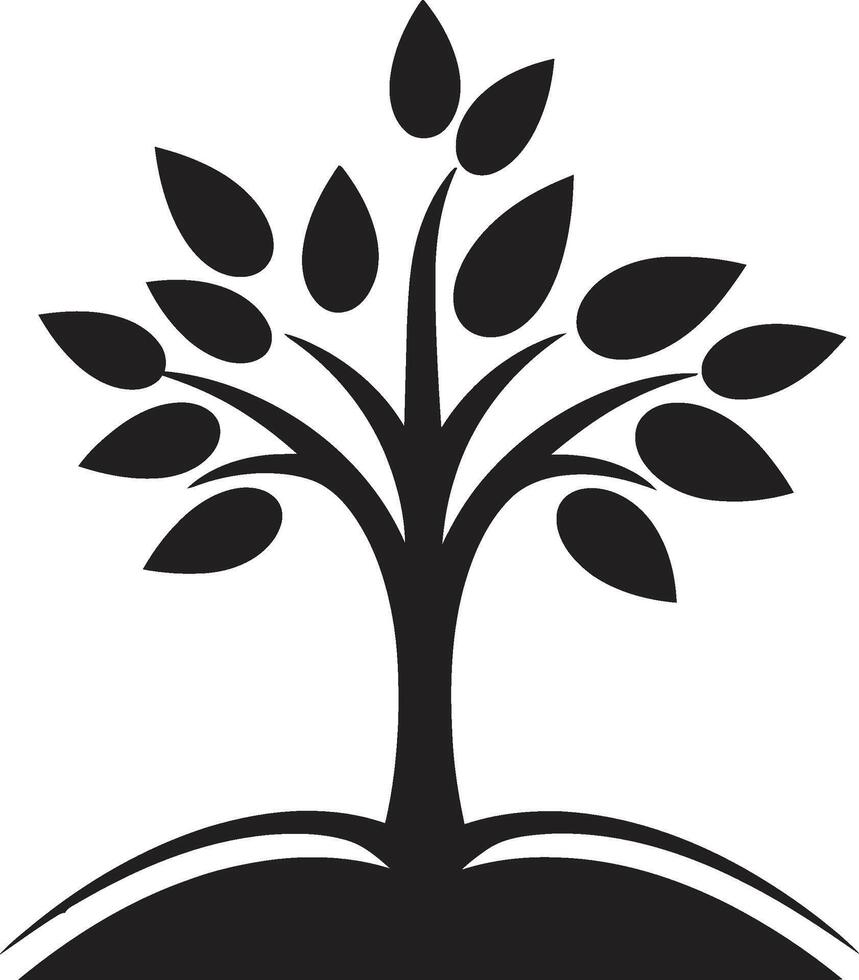 silueta árbol joven icónico vector árbol plantación símbolo en negro bosque guardián pulcro negro logo diseño con árbol plantación icono