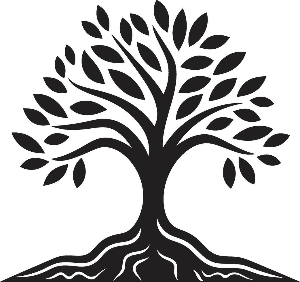 Natures Mark Vector Tree Plantation Symbol in Black Leafy Commitment Dynamic Black Logo Design for Green Initiatives