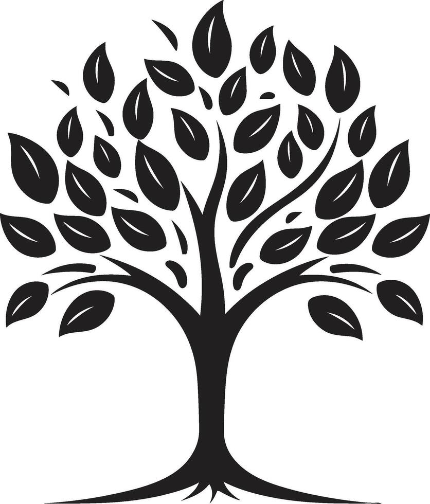 Natures Mark Vector Tree Plantation Symbol in Black Leafy Commitment Dynamic Black Logo Design for Green Initiatives