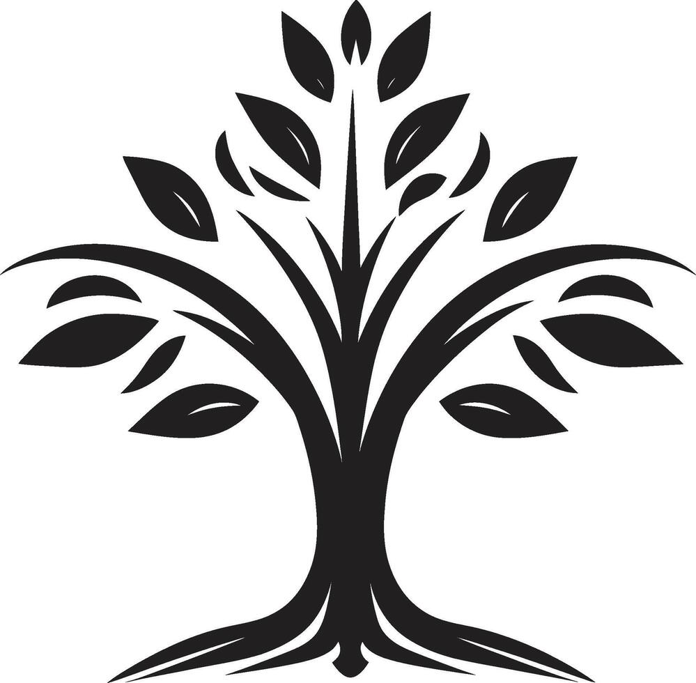 frondoso compromiso dinámica negro logo diseño para verde iniciativas silueta árbol joven icónico vector árbol plantación símbolo en negro
