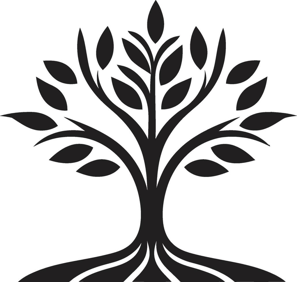 Forest Guardian Sleek Black Logo Design with Tree Plantation Icon Rooted Resilience Vector Symbol of Tree Plantation in Black