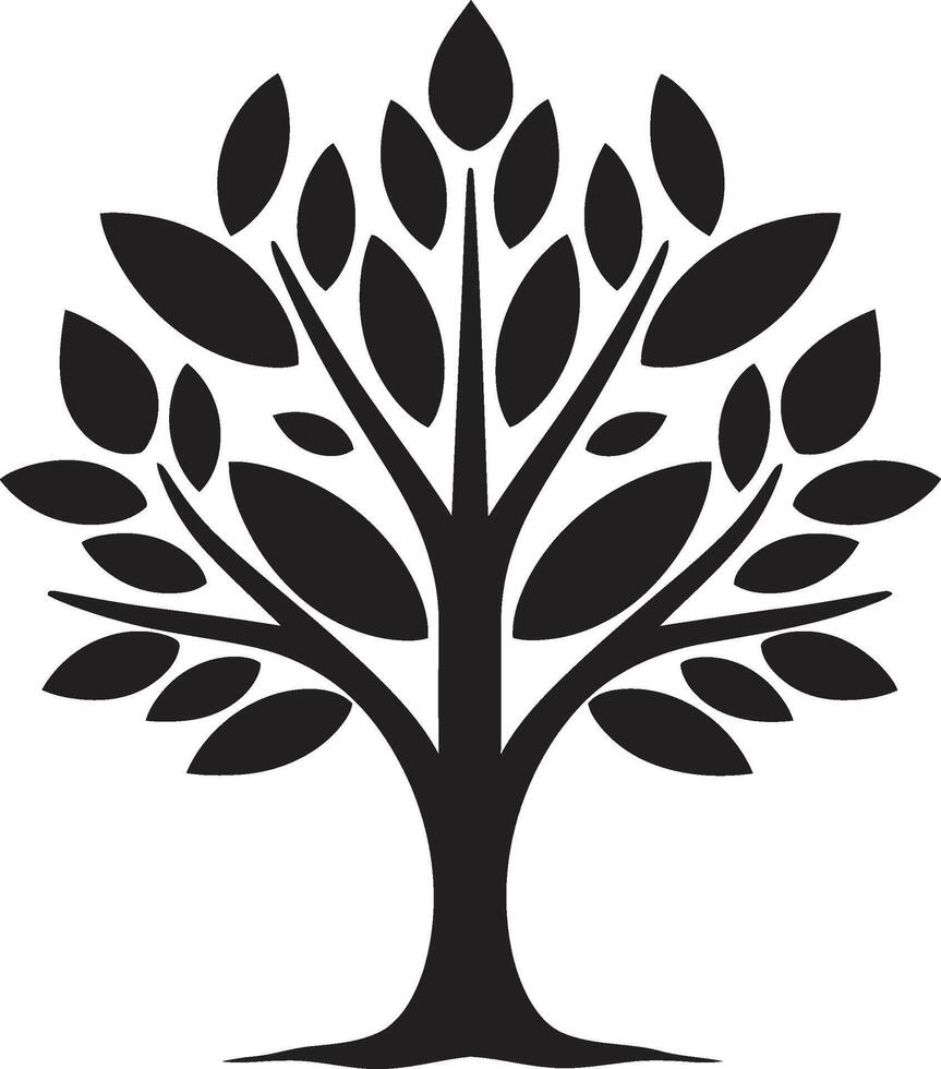 Natures Mark Vector Tree Plantation Symbol in Black Leafy Commitment Dynamic Black Logo Design for Green Initiatives