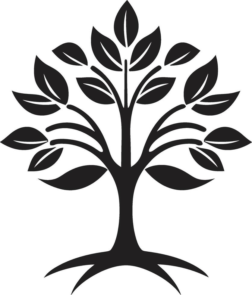 Rooted Resilience Vector Symbol of Tree Plantation in Black Woodland Harmony Dynamic Black Icon for Tree Plantation Logo Design