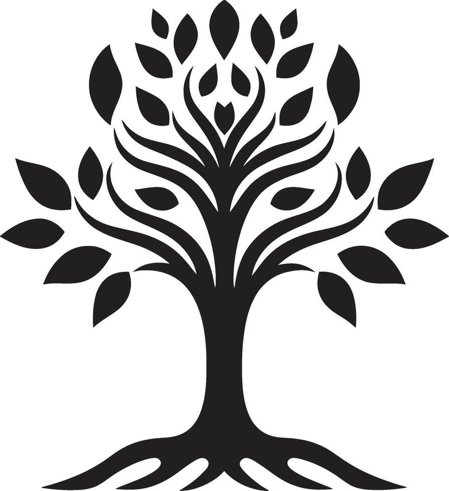 Natures Mark Vector Tree Plantation Symbol in Black Leafy Commitment Dynamic Black Logo Design for Green Initiatives