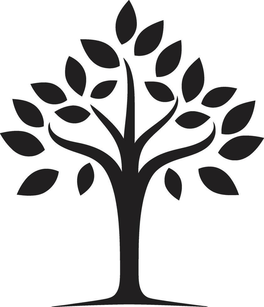 Forest Guardian Sleek Black Logo Design with Tree Plantation Icon Rooted Resilience Vector Symbol of Tree Plantation in Black