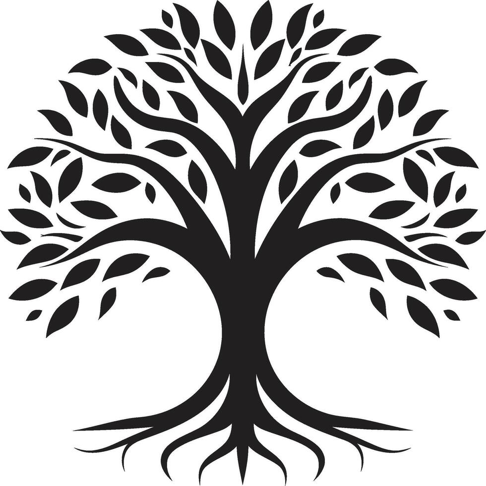 arraigado Resiliencia vector símbolo de árbol plantación en negro bosque armonía dinámica negro icono para árbol plantación logo diseño