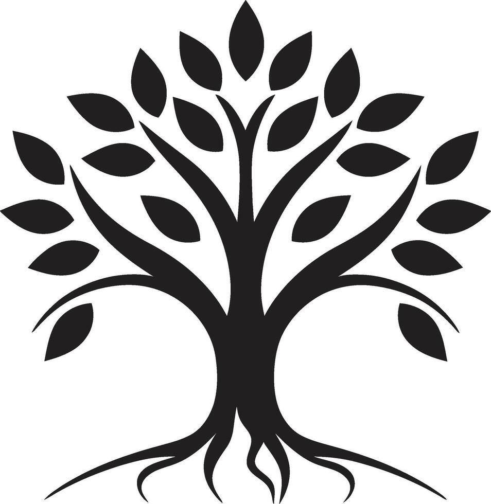 Woodland Harmony Dynamic Black Icon for Tree Plantation Logo Design Eco Emblem Vector Tree Plantation Logo in Black Logo Design