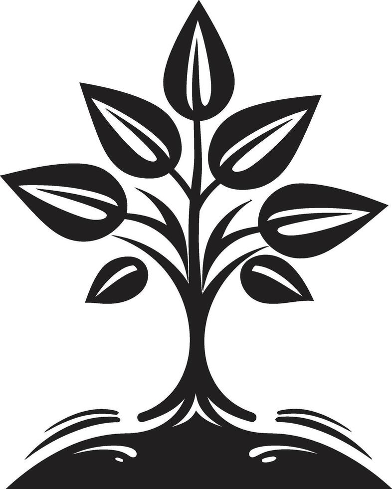 Silhouetted Sapling Iconic Vector Tree Plantation Symbol in Black Forest Guardian Sleek Black Logo Design with Tree Plantation Icon