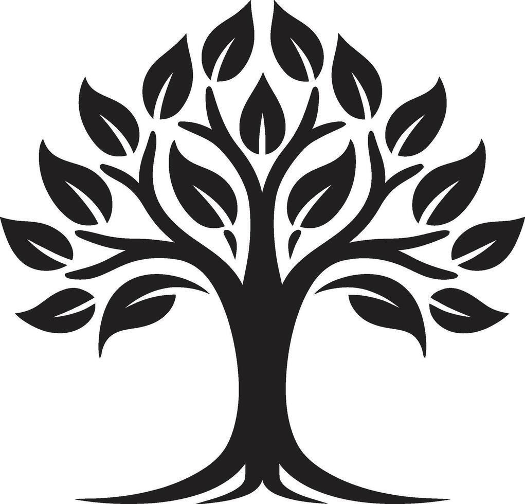 Silhouetted Sapling Iconic Vector Tree Plantation Symbol in Black Forest Guardian Sleek Black Logo Design with Tree Plantation Icon