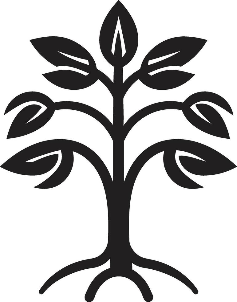 Forest Guardian Sleek Black Icon Design with Tree Symbol Rooted Resilience Vector Symbol of Tree Plantation in Black