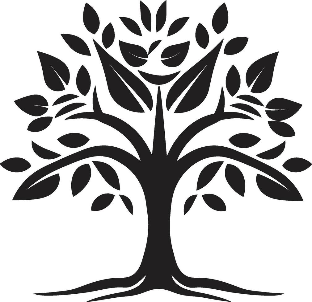 silueta árbol joven icónico vector logo para árbol plantación bosque guardián pulcro negro icono diseño con árbol símbolo