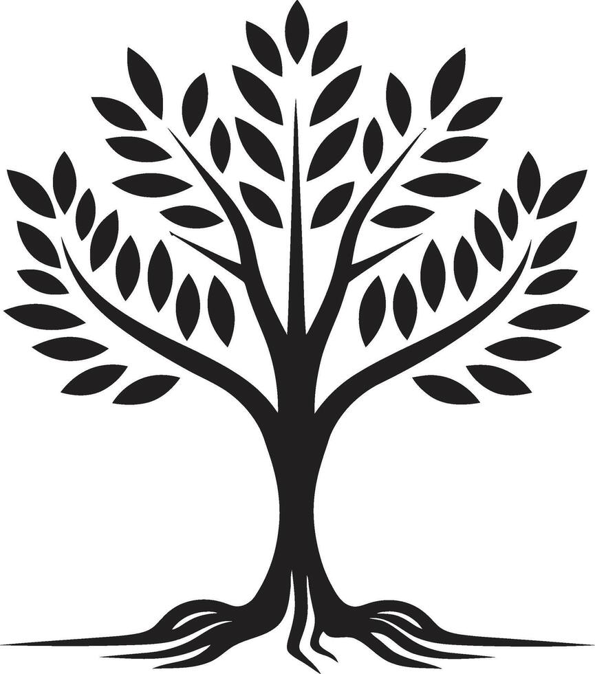 Eco Emblem Vector Tree Plantation Logo in Black Design Sustainable Growth Iconic Black Symbol of Arbor Commitment