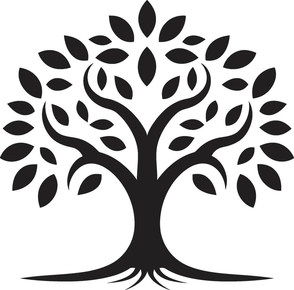 Forest Guardian Sleek Black Icon Design with Tree Symbol Rooted Resilience Vector Symbol of Tree Plantation in Black
