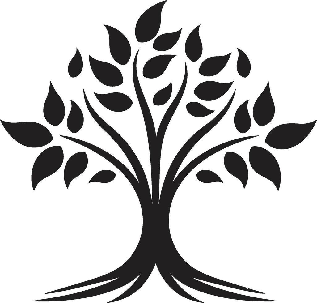 bosque armonía dinámica negro icono para árbol logo diseño eco emblema vector árbol plantación logo en negro diseño