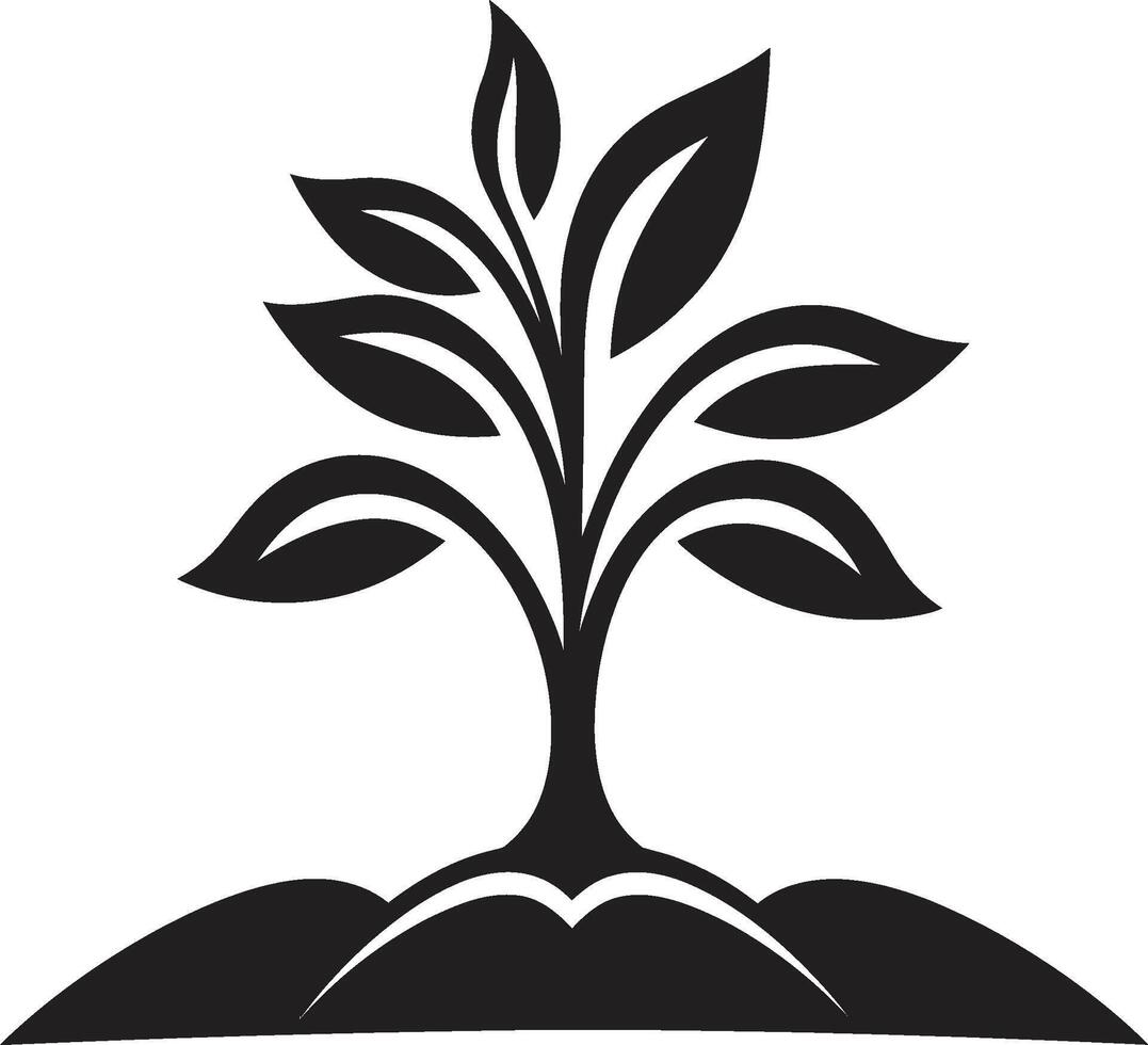 Eco Emblem Vector Tree Plantation Logo in Black Design Sustainable Growth Iconic Black Symbol of Arbor Commitment
