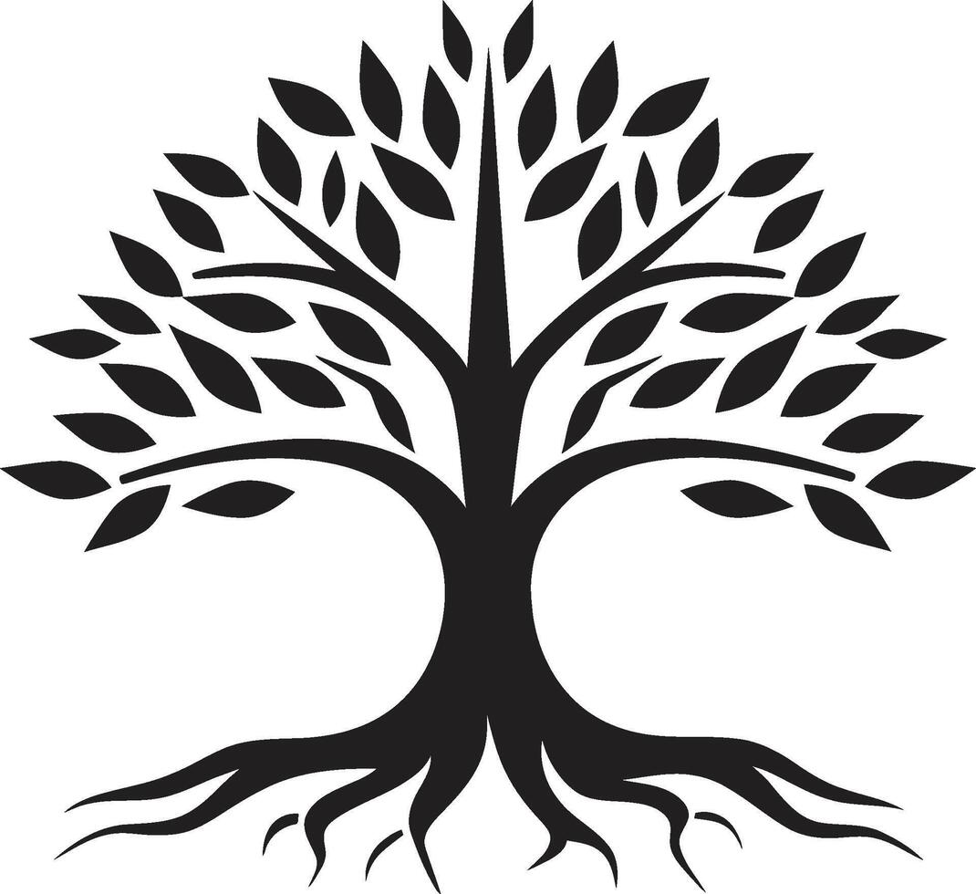 Arbor Affection Sleek Vector Icon Signifying Tree Plantation Natures Mark Black Logo with Vector Tree Plantation Symbol