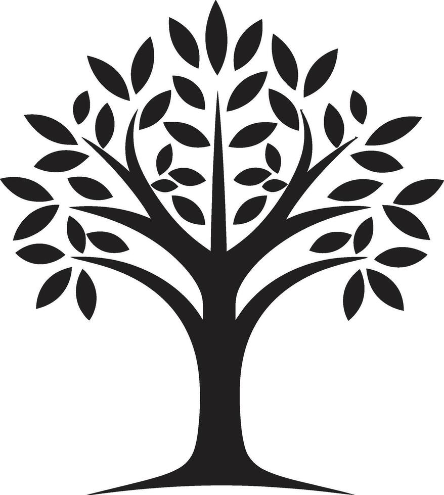 Leafy Commitment Dynamic Black Design for Green Initiatives Silhouetted Sapling Iconic Vector Logo for Tree Plantation