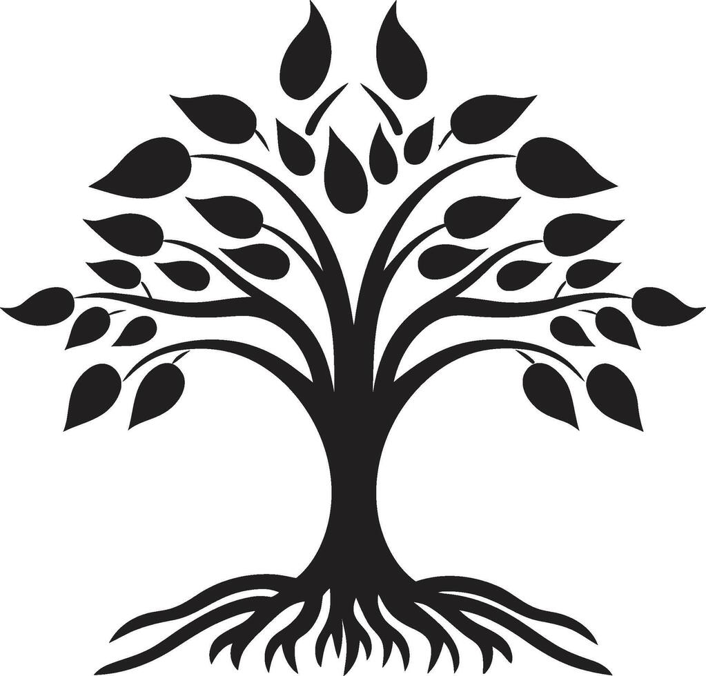 Natures Mark Vector Tree Plantation Symbol in Black Leafy Commitment Dynamic Black Logo Design for Green Initiatives