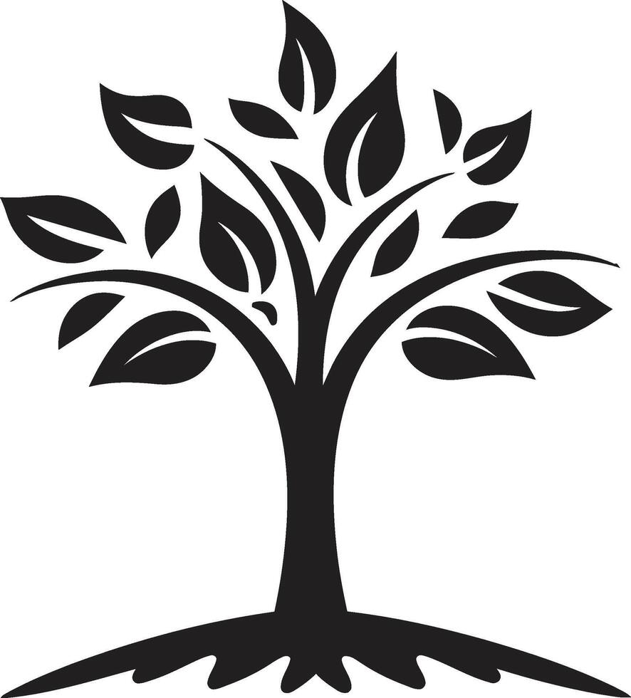 Rooted Resilience Vector Symbol of Tree Plantation in Black Woodland Harmony Dynamic Black Icon for Tree Plantation Logo Design