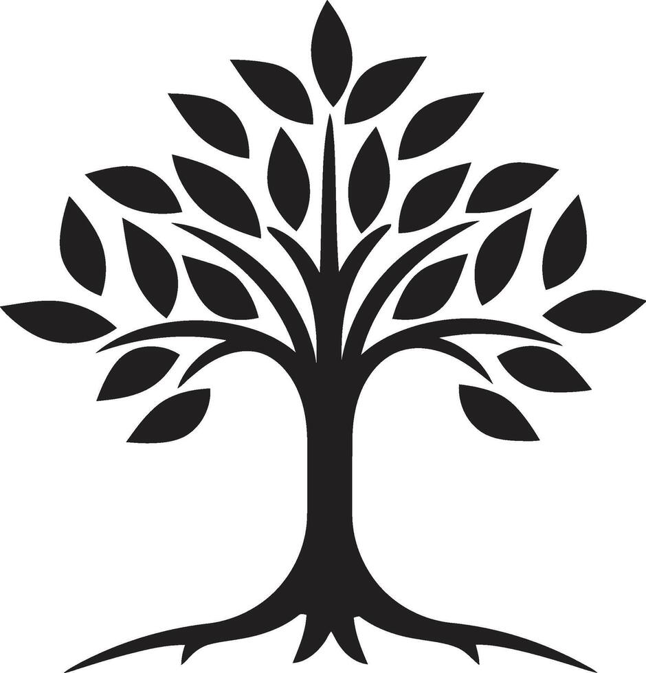 Natures Mark Vector Tree Plantation Symbol in Black Leafy Commitment Dynamic Black Logo Design for Green Initiatives