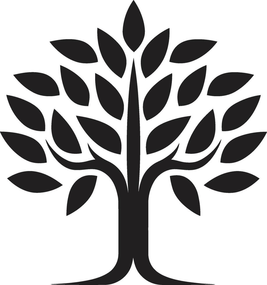 Natures Mark Vector Tree Plantation Symbol in Black Leafy Commitment Dynamic Black Logo Design for Green Initiatives