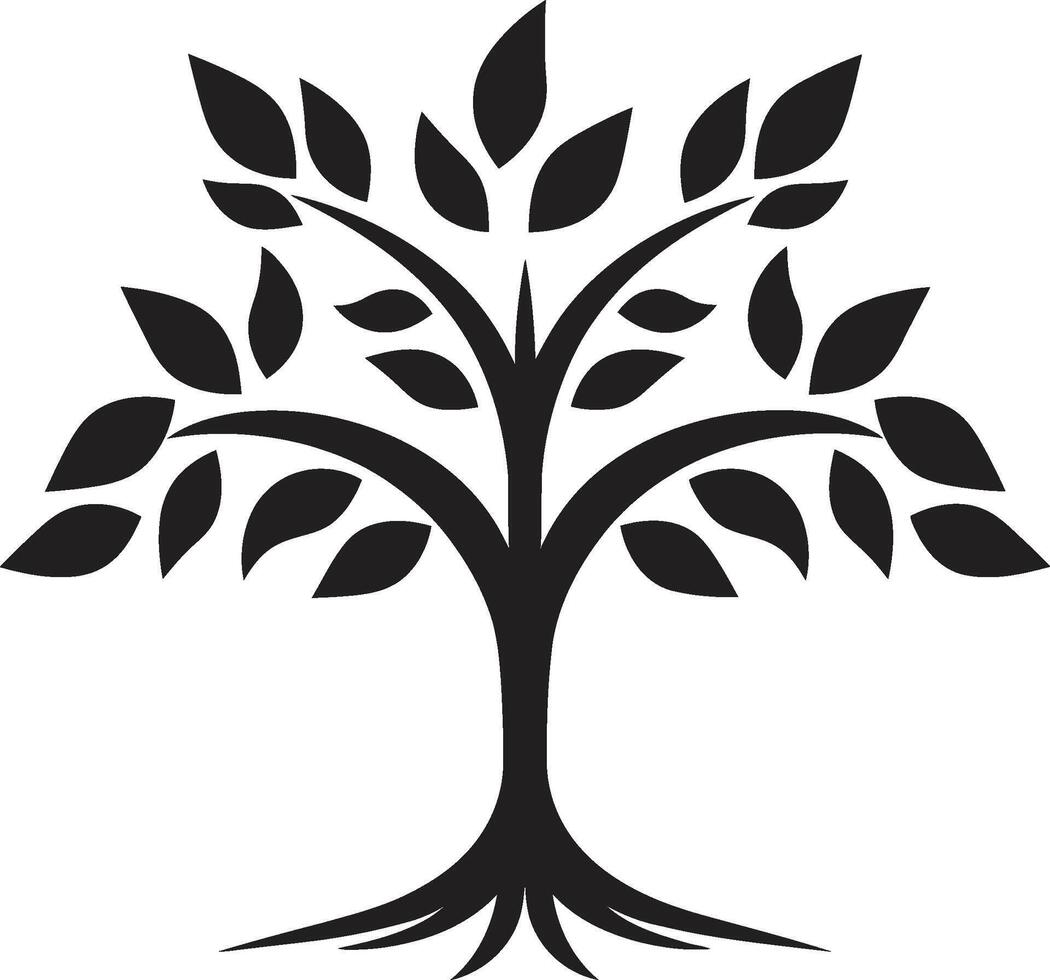 Rooted Resilience Vector Symbol of Tree Plantation in Black Woodland Harmony Dynamic Black Icon for Tree Plantation Logo Design