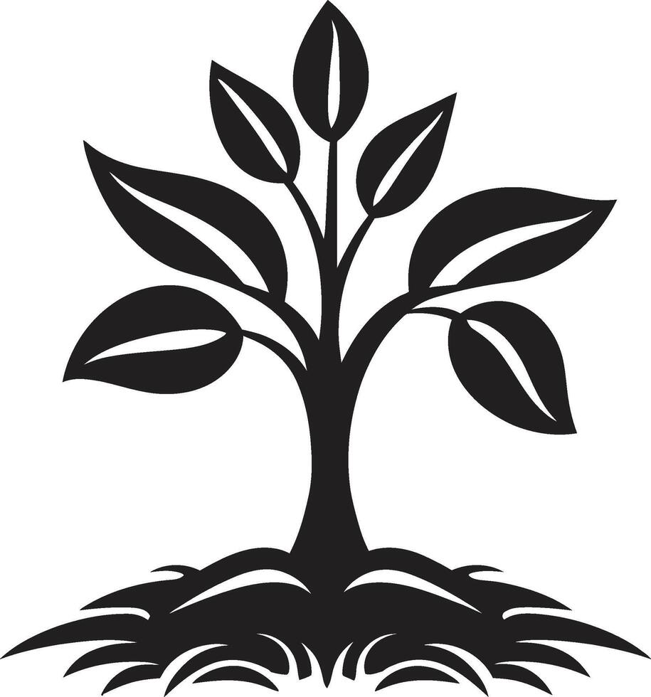 Silhouetted Sapling Iconic Vector Tree Plantation Symbol in Black Forest Guardian Sleek Black Logo Design with Tree Plantation Icon
