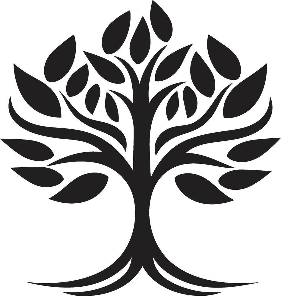 Silhouetted Sapling Iconic Vector Tree Plantation Symbol in Black Forest Guardian Sleek Black Logo Design with Tree Plantation Icon