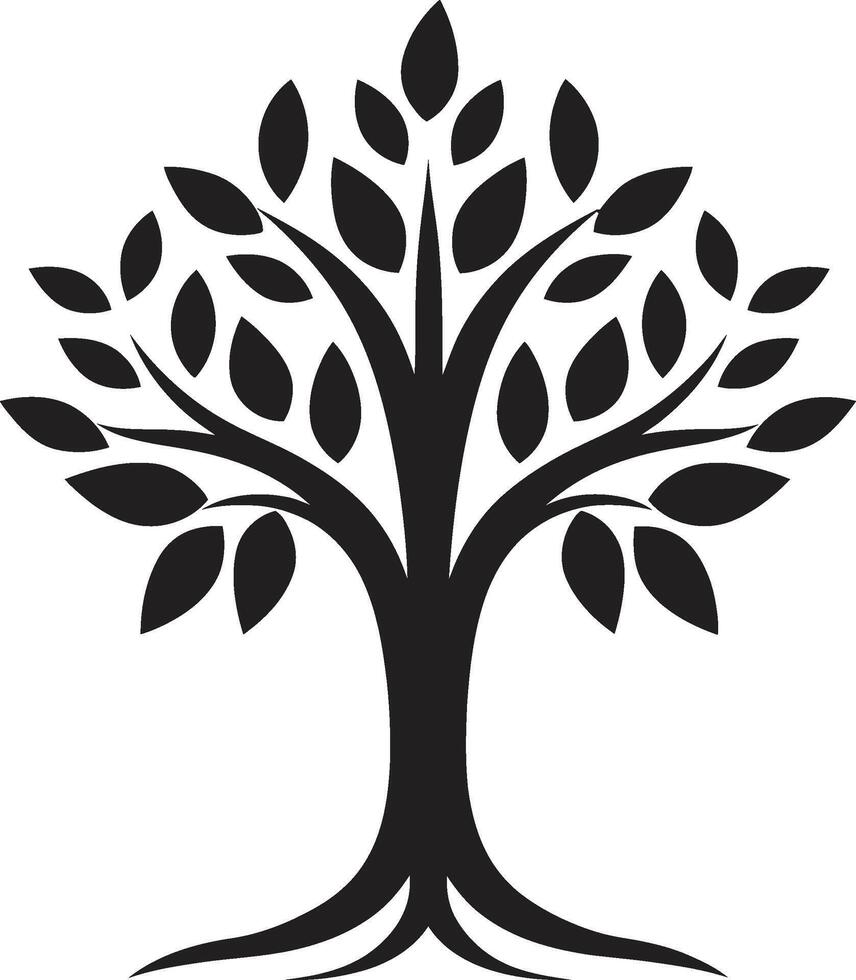 Leafy Commitment Dynamic Black Logo Design for Green Initiatives Silhouetted Sapling Iconic Vector Tree Plantation Symbol in Black