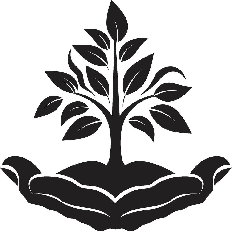 Rooted Resilience Vector Symbol of Tree Plantation in Black Woodland Harmony Dynamic Black Icon for Tree Plantation Logo Design