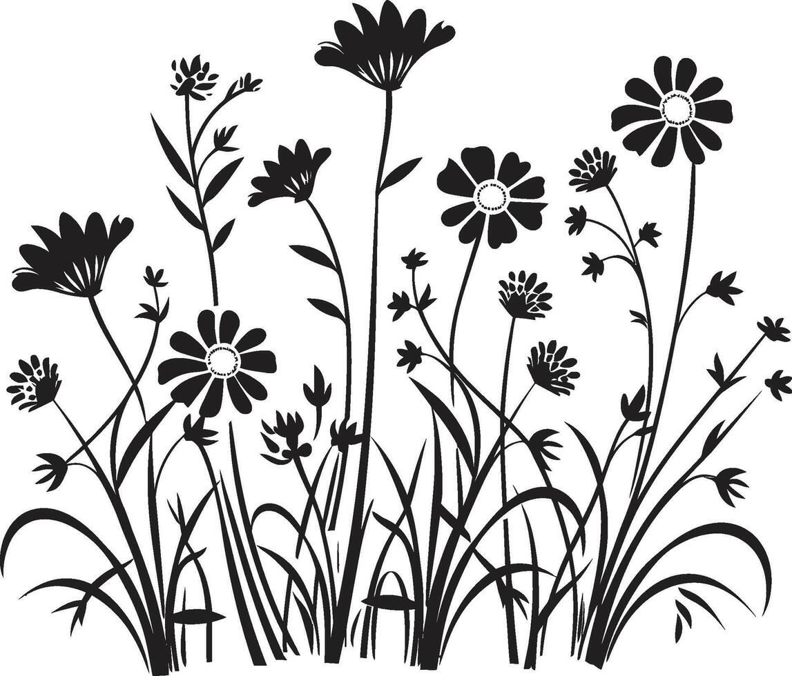 Natures Palette Wildflower Vector Logo in Black Floral Whispers Sleek Black Icon Design for Wildflowers