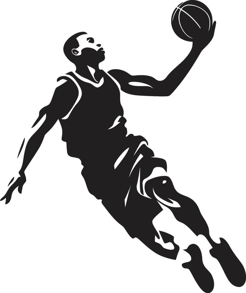 golpe saga baloncesto jugador remojar vector icono en vector épico remojar dimensiones vector logo para aro espacio exploradores