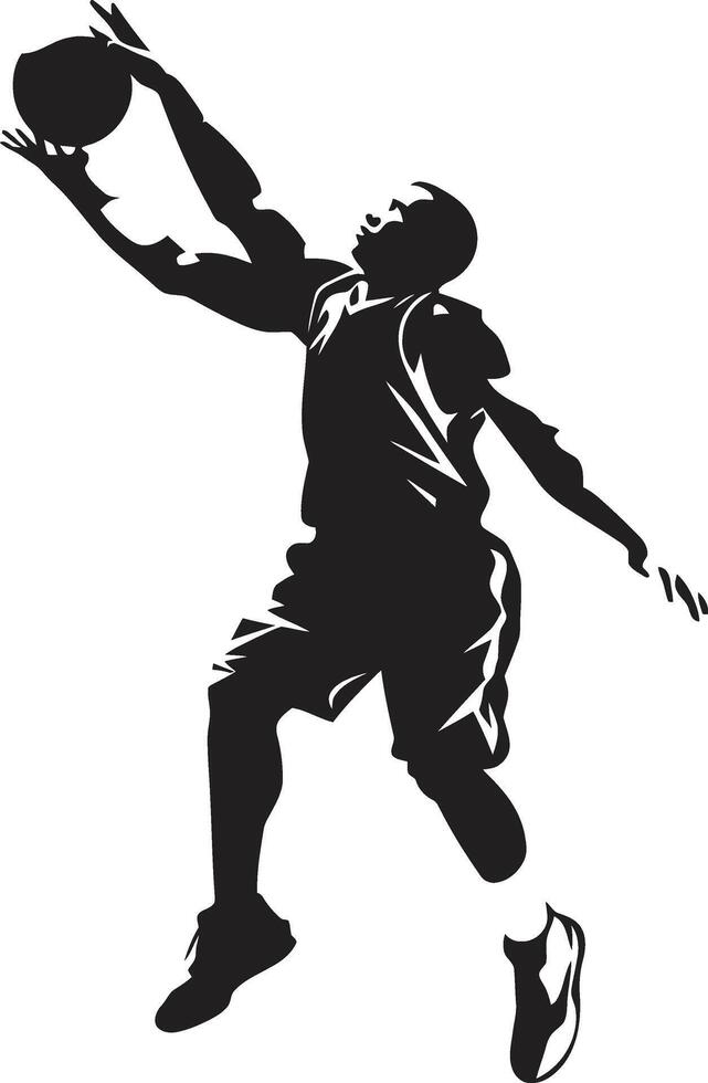 Skyline Syncopation Dunk Vector Icon for Basketball Rhythm Rim Reverie Basketball Player Dunk Vector Logo in Dreamlike Glory