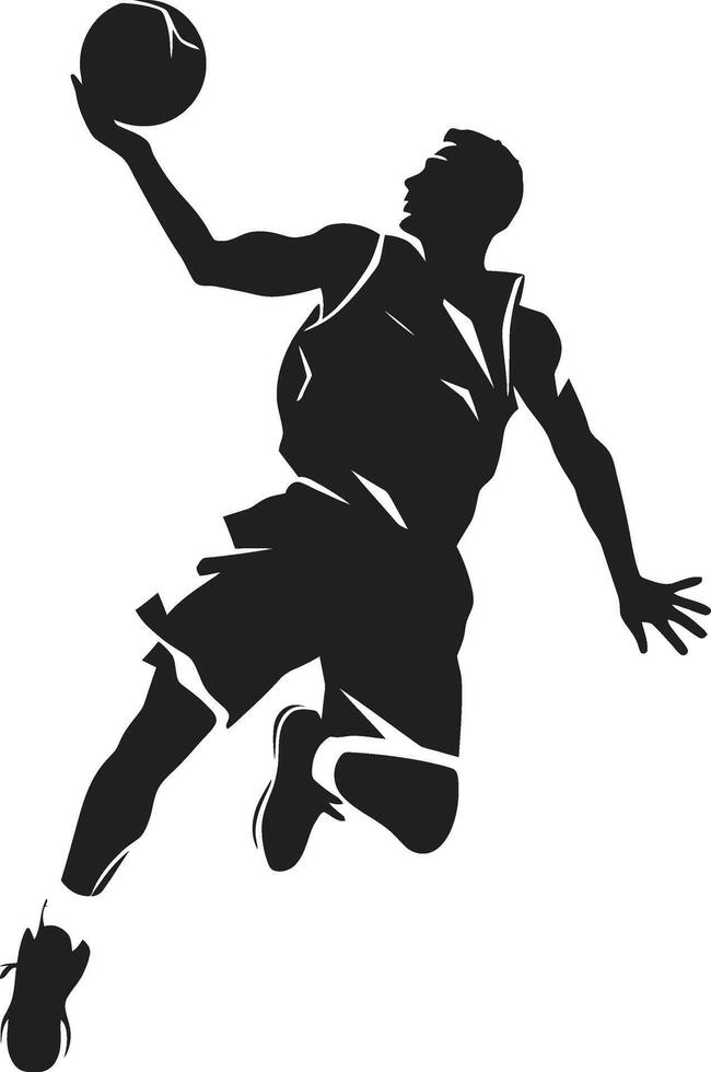 Hoop Harmonics Basketball Player Dunk Logo in Vector Symphony Sky Sculpture Dunk Vector Icon for Hoop Craftsmen