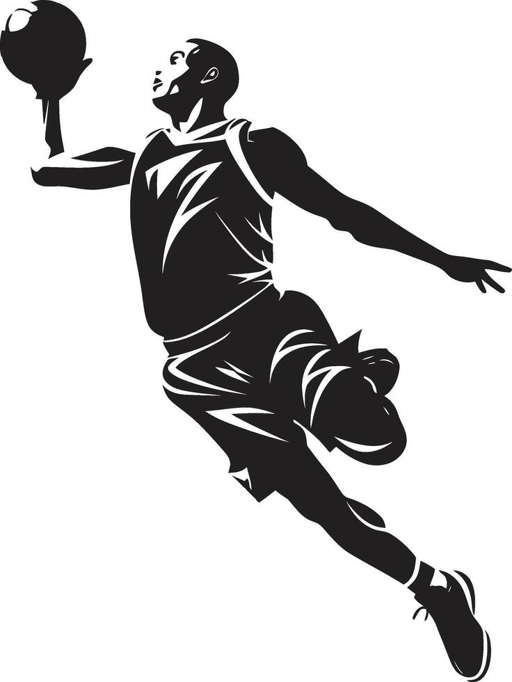 Slam Jam Mastery Basketball Player Dunk Logo in Vector Art Gravity Defying Dunk Vector Icon for High Flyers