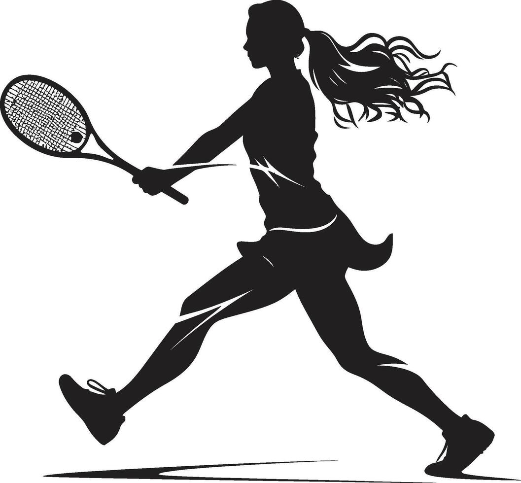 Smash Symphony Tennis Player Icon in Harmonious Vector Court Charisma Stylish Vector Icon for Women Tennis Stars