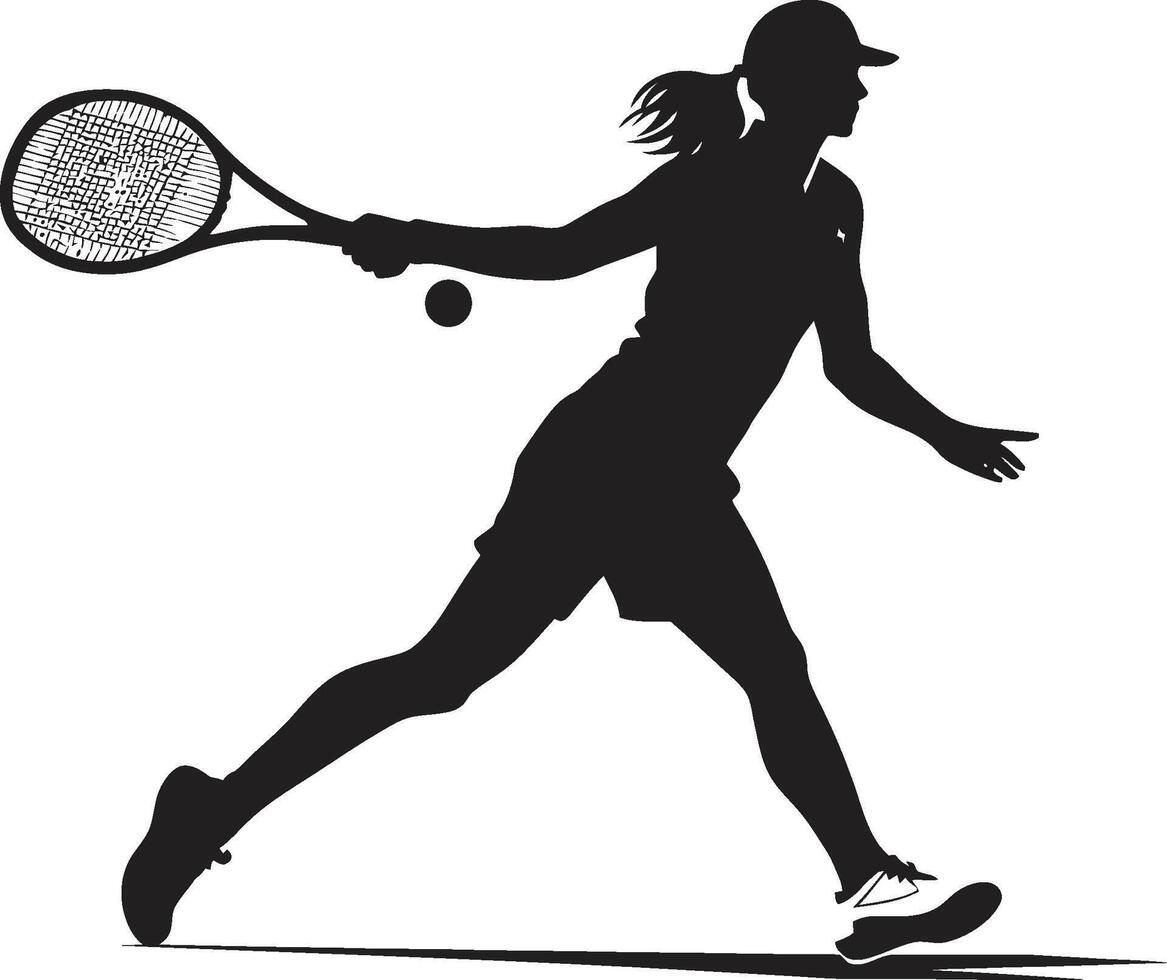 Smash Synchrony Tennis Player Icon in Vector Harmony Ace Allegiance Vector Design for Womens Tennis Aces