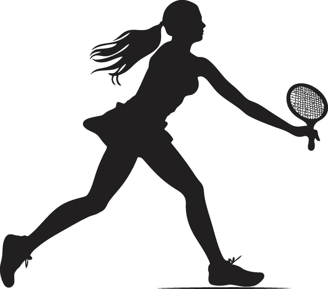 Graceful Glide Vector Logo for Elegance in Tennis Net Ninja Tennis Player Icon in Vector Stealth