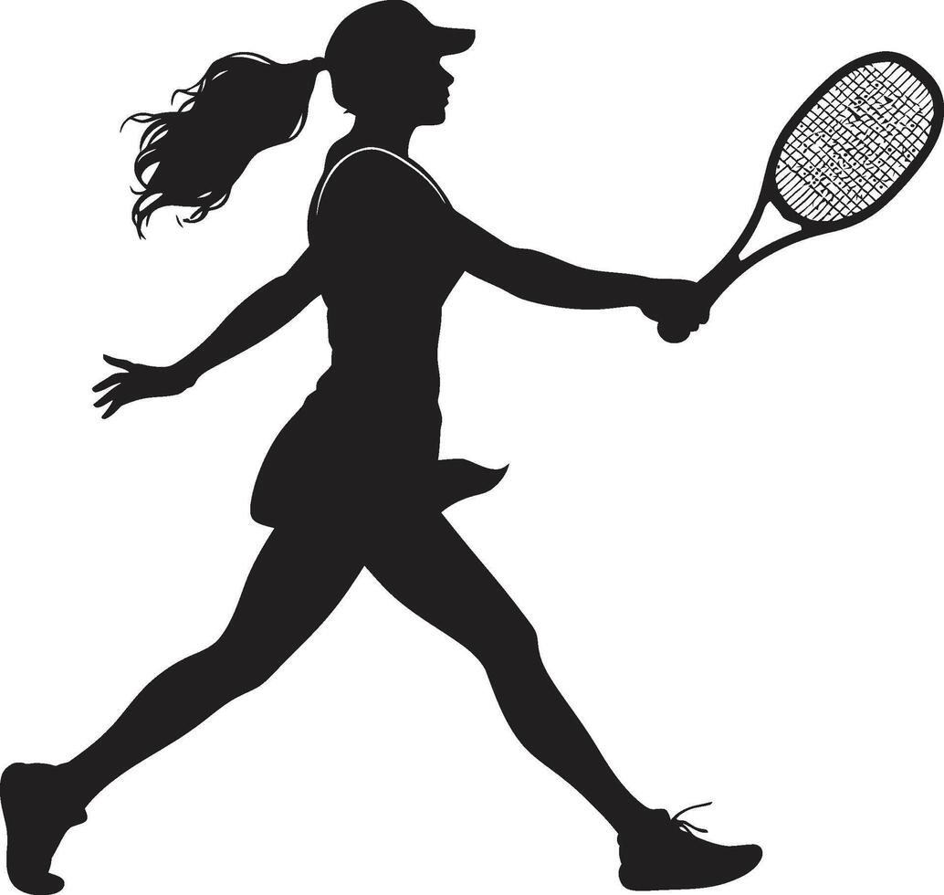 Smash Siren Female Tennis Player Icon in Vector Elegance Net Ninja Tennis Vector Logo Design for Women