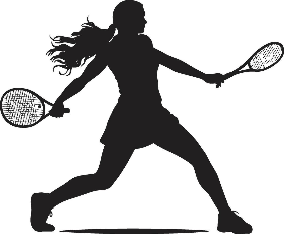 Graceful Glide Vector Logo for Elegance in Tennis Net Ninja Tennis Player Icon in Vector Stealth